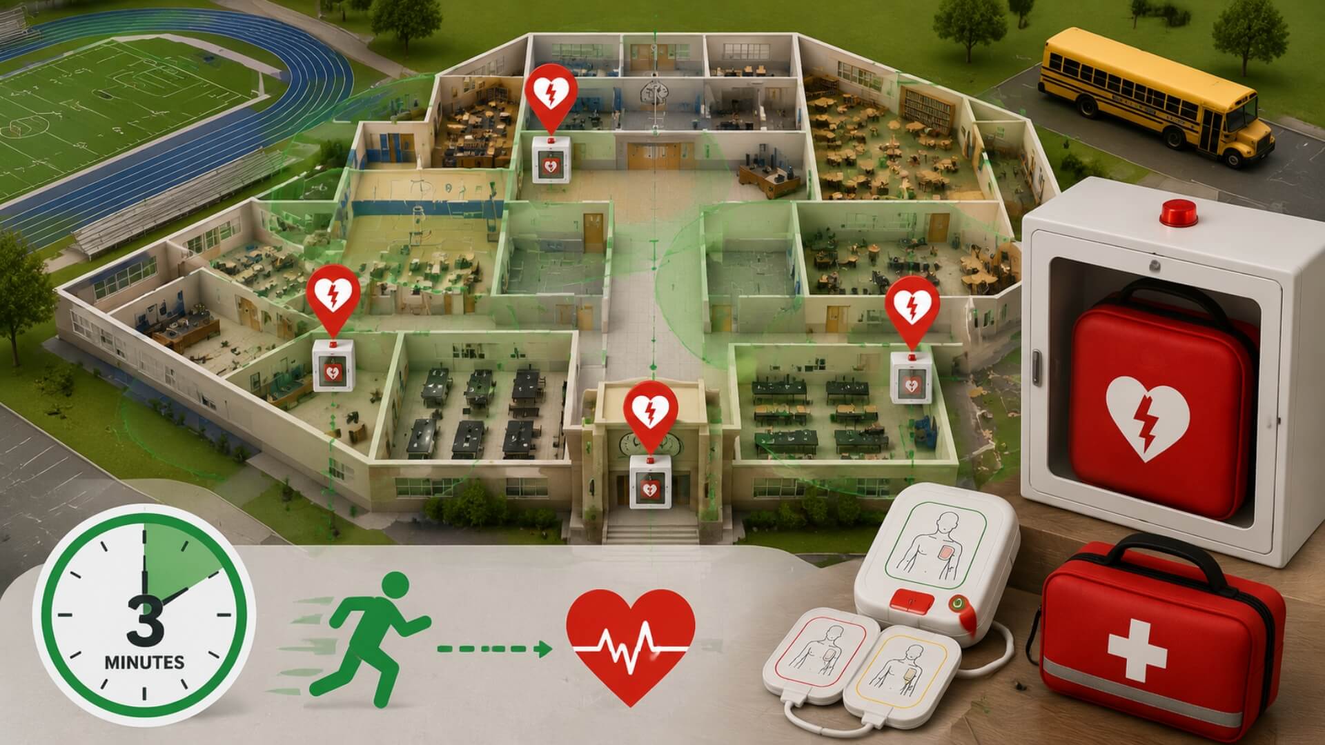 AED Placement Guidelines for Schools — AHA 3-Minute Rule Compliance | AED Brand Review