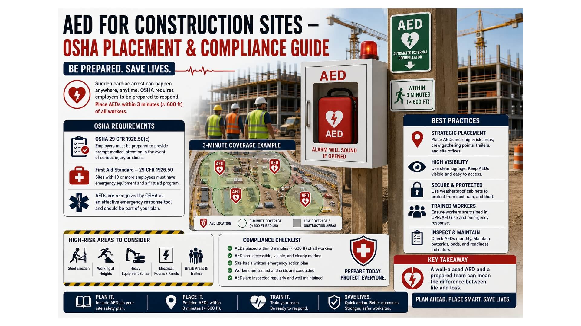 AED for Construction Sites — OSHA Placement & Compliance Guide | AED Brand Review