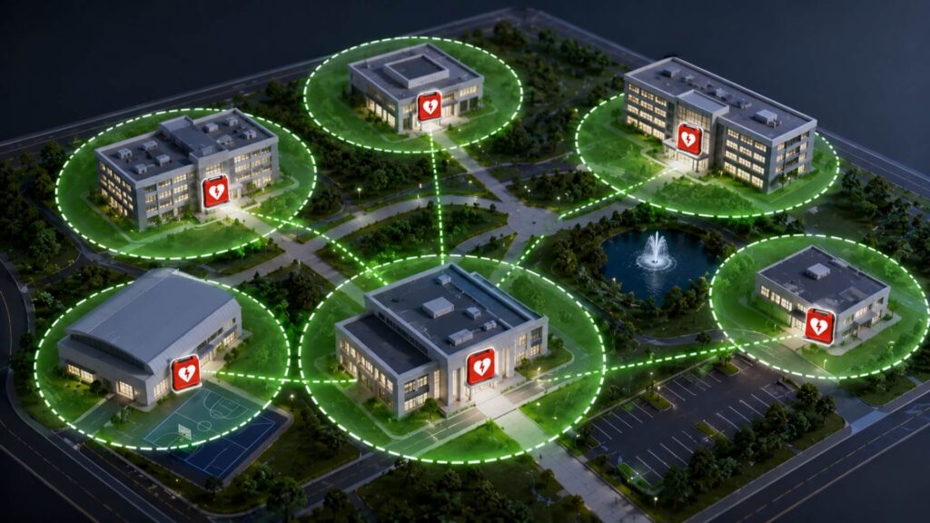 AED Coverage Across Multi-Building Campuses | AED Brand Review