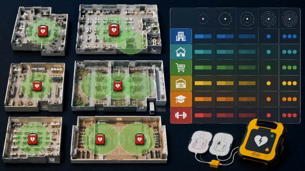 AED Coverage by Square Footage — Single-Floor Reference Tables | AED Brand Review