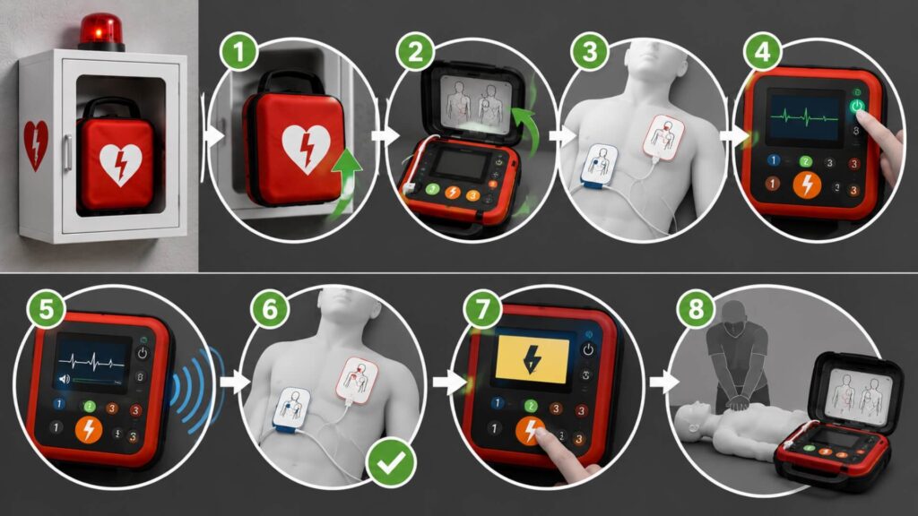How to Use an AED — Step-by-Step Guide With Visuals | AED Brand Review