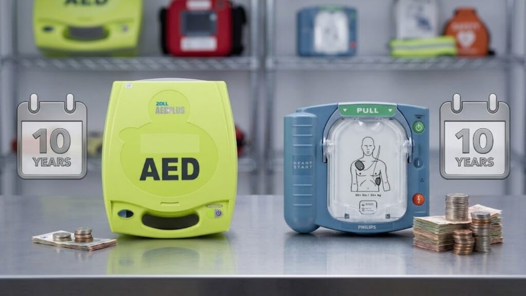 ZOLL AED Plus vs Philips HeartStart OnSite the 10-year cost decides it | AED Brand Review