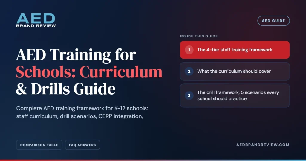 AED Training for Schools: Curriculum & Drills Guide. Complete AED training framework for K-12 schools: staff curriculum, dril