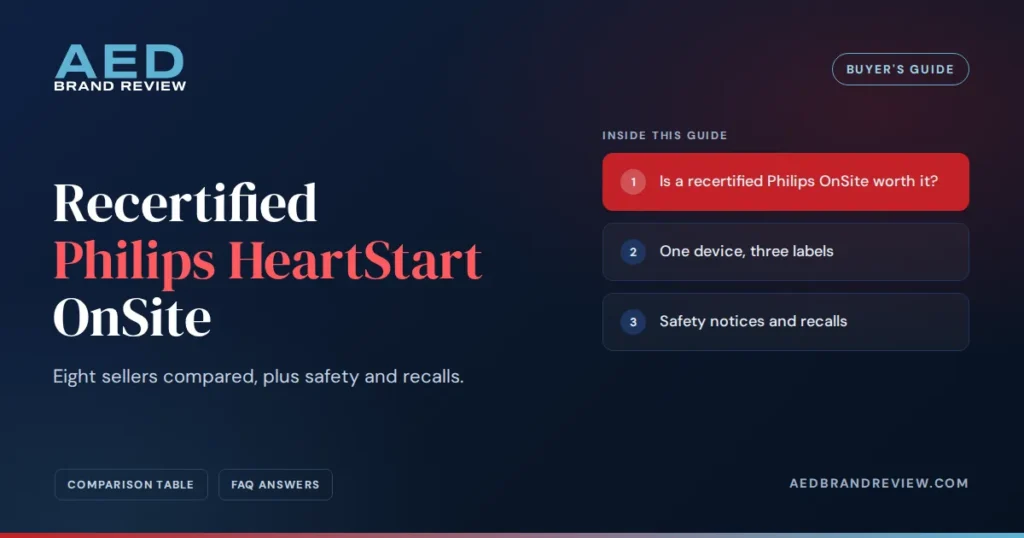 Recertified Philips HeartStart OnSite, a buyer's guide from AED Brand Review